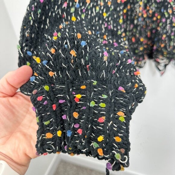 POL‎ Women's Size Large Sweater Black Chenille Loose Knit Speckle Frayed Boho - Picture 4 of 6